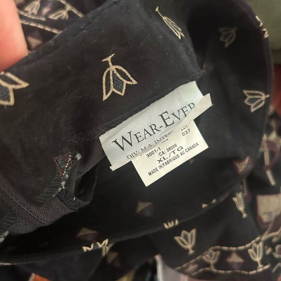 Vintage Wearever Black Patterned Mini A-Line Skirt XL - Picture 2 of 14